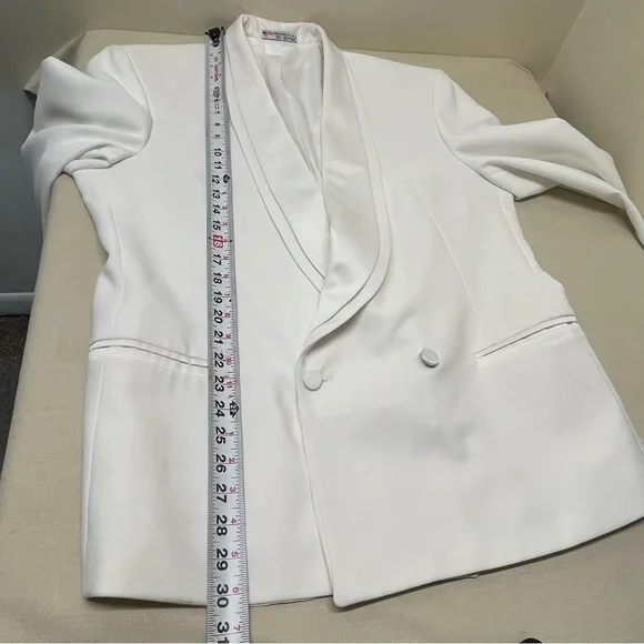 Oscar De La Renta Formal Double Breasted White Blazer